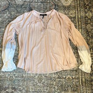 BCBGMAXAZRIA pleated blouse color block